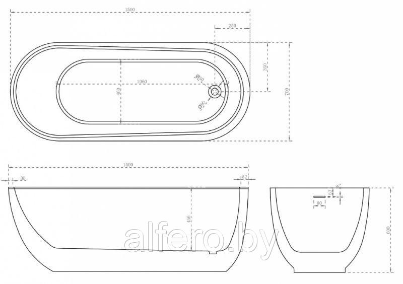 Ванна ABBER AB9341-1.5 150x70x60 акриловая - фото 2 - id-p198091816