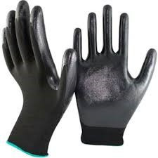 Перчатки черные из полиэстра с черным ПУ покрытием на ладони, размер 7 - фото 1 - id-p198128981