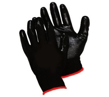Перчатки из черного полиэстра с черным нитриловым покрытием размер 9 - фото 1 - id-p198140253
