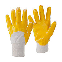 Перчатки из х/б 100%, с частичным покрытием 3/4, из желтого нитрила, трикотажная манжетаTR-504