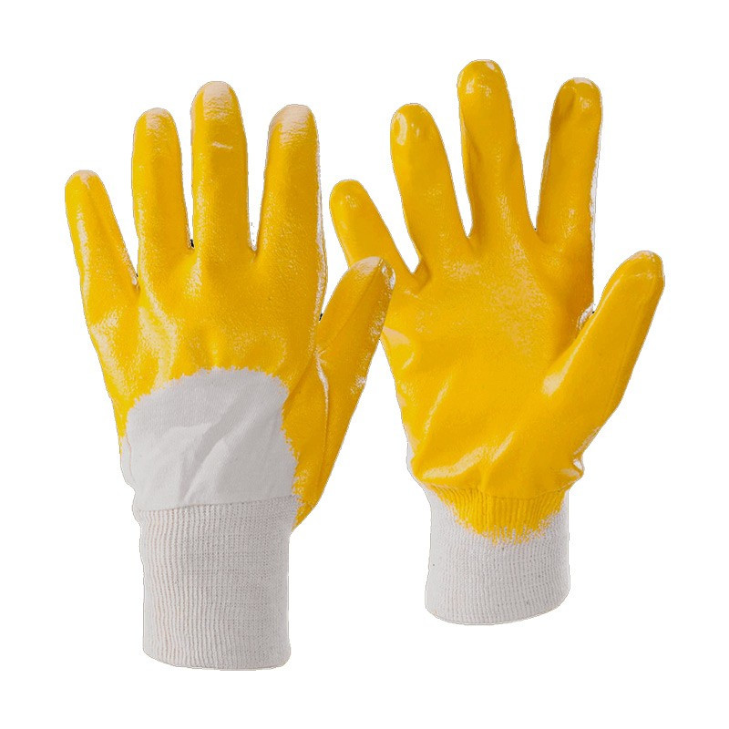 Перчатки из х/б 100%, с частичным покрытием 3/4, из желтого нитрила, трикотажная манжетаTR-504 - фото 1 - id-p198154168