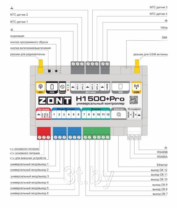 Контроллер ZONT H1500+ PRO - фото 3 - id-p198157209