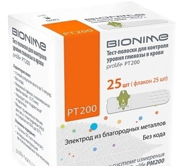 Тест-полоски для глюкометра Bionime PT200 (25шт) - фото 1 - id-p198169809