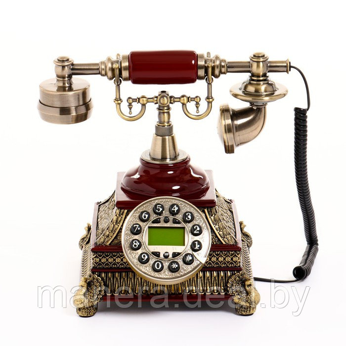 Ретро-телефон на подставке с металлической резьбой - фото 1 - id-p198173376