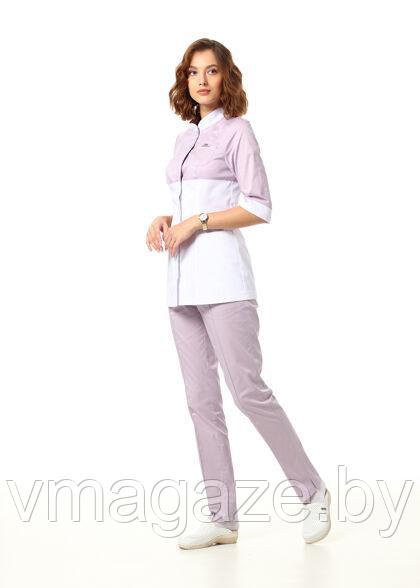 Медицинский жакет, женский (цвет бело-лиловый) - фото 2 - id-p198183823