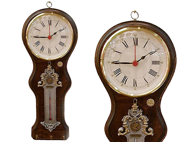 Часы сувенирные с термометром на деревяннй подставке - фото 1 - id-p25488163