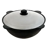Казан чугунный 6 л с крышкой (плоское дно) КУН-6л, фото 2