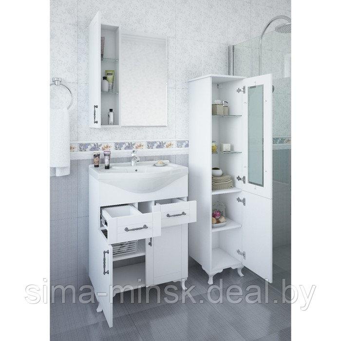 Шкаф-зеркало Глория 65 белый матовый 14,2 см х 59,6 см х 71 см - фото 2 - id-p198305360