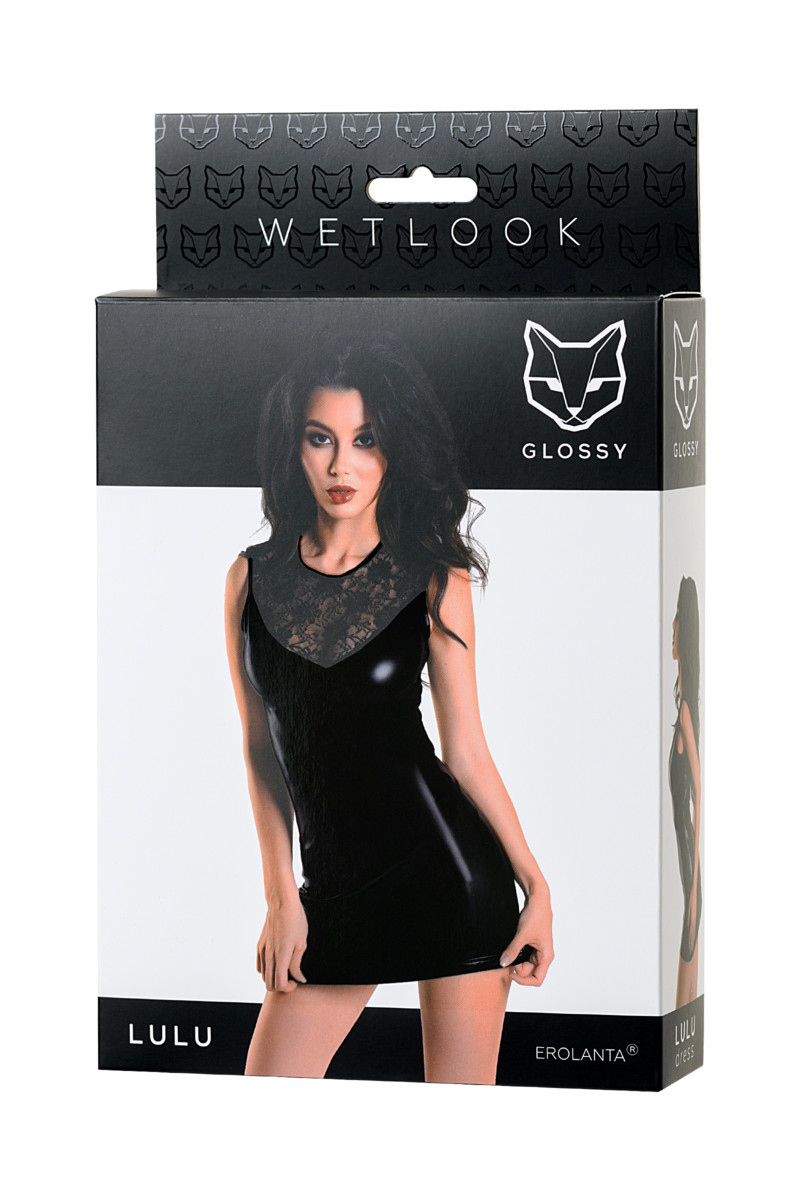Черное платье Glossy Lulu из материала Wetlook размер S - фото 5 - id-p198308699