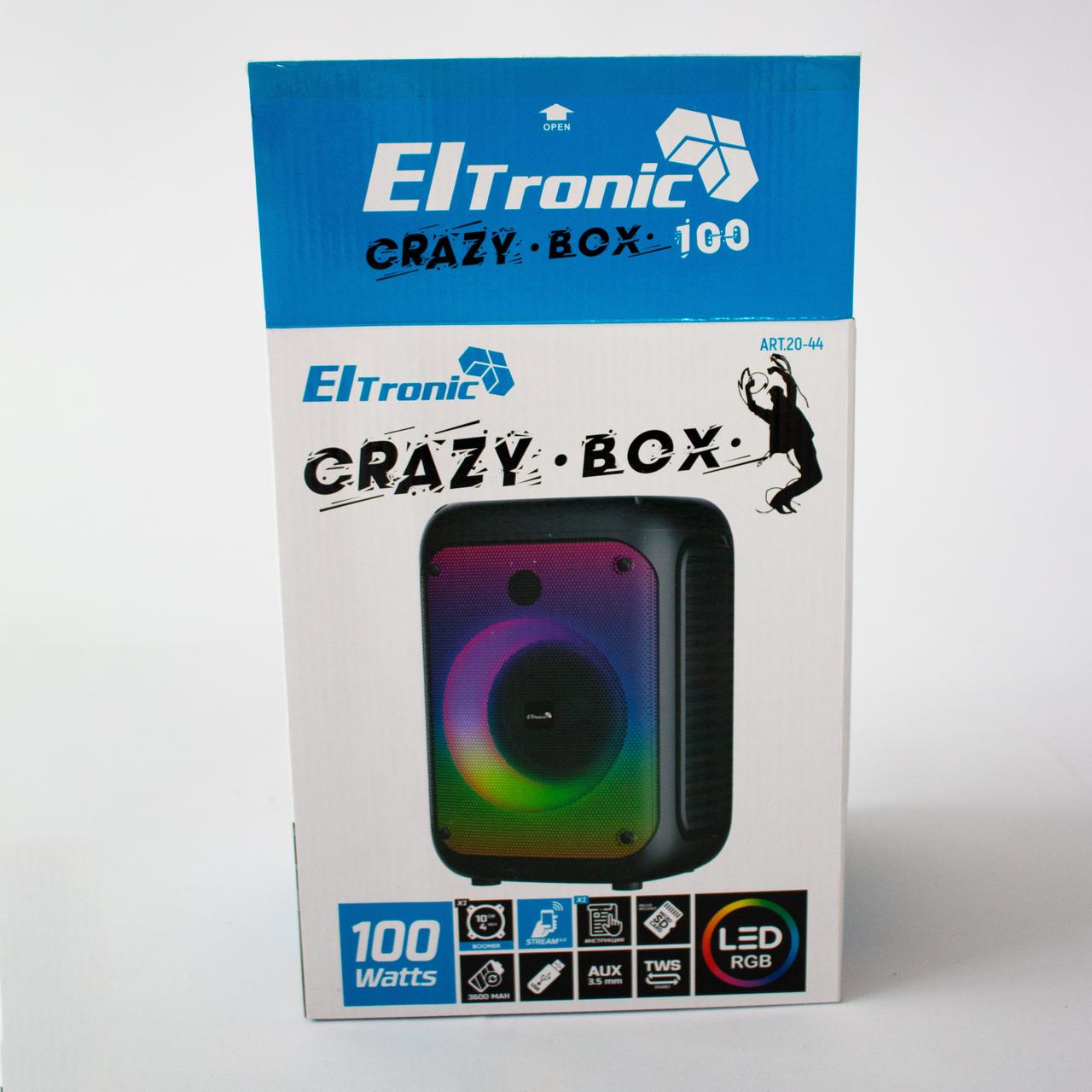 Портативная беспроводная bluetooth колонка Eltronic CRAZY BOX 100 арт. 20-44 с LED-подсветкой и RGB - фото 10 - id-p196949888