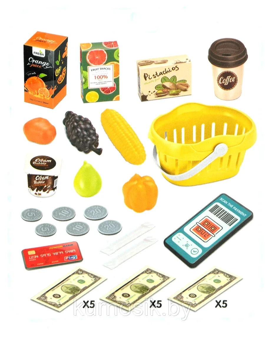 Игровой набор "Касса" с продуктами и аксессуарами, 668-117 - фото 3 - id-p198343286