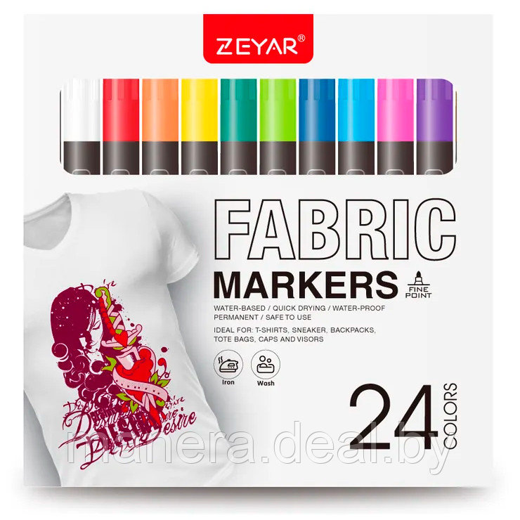 Набор маркеров для ткани 24 цвета, ZEYAR - фото 1 - id-p89384201
