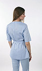 Медицинская женская блуза на молнии с поясом(цвет голубой), фото 3