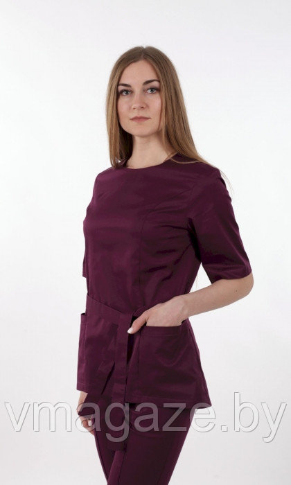 Медицинская женская блуза (без отделки, цвет баклажан) - фото 1 - id-p198366586