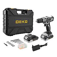 Дрель-шуруповерт аккумуляторная DEKO DKCD20 Black Edition SET 3 в кейсе + набор 63 инструмента, 20В, 2*2.0Ач