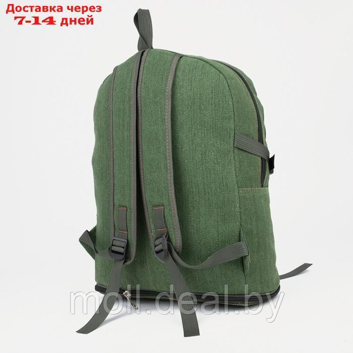 Рюкзак туристический на молнии, 60 л, наружный карман, цвет зелёный - фото 2 - id-p198324921