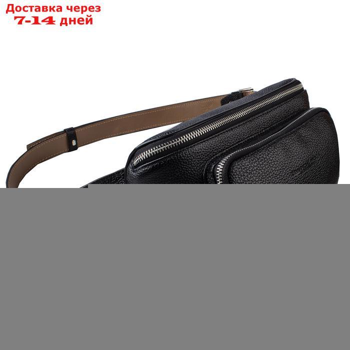Поясная сумка, 2 отдела на молнии, регулируемый ремень, цвет черный - фото 2 - id-p198318553