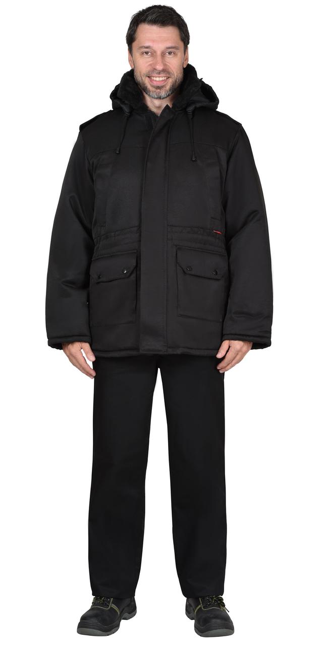 Куртка СИРИУС-БЕЗОПАСНОСТЬ зимняя удлиненная, черная - фото 1 - id-p198359822