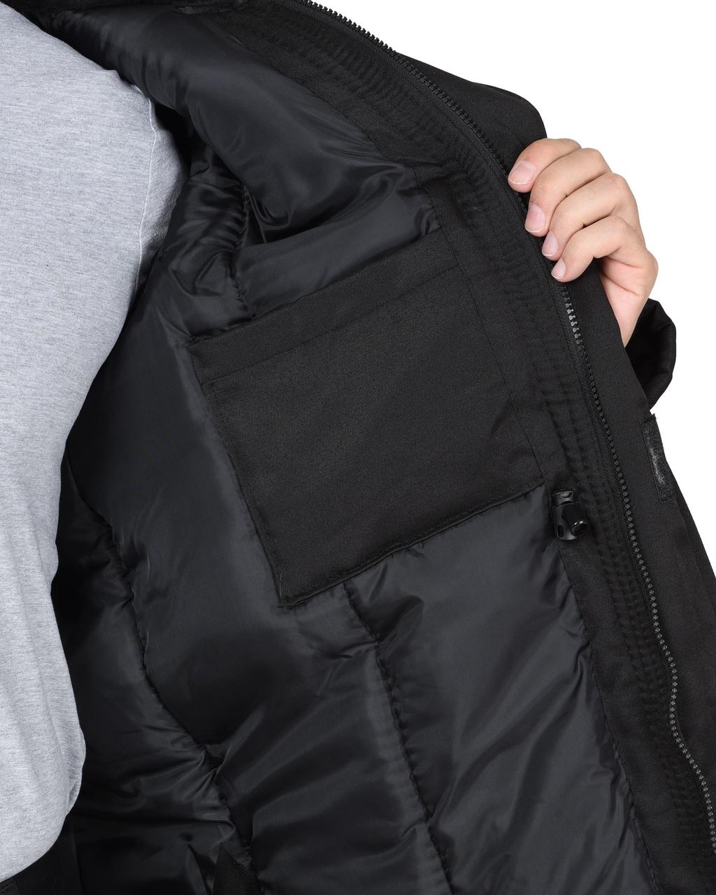 Куртка СИРИУС-БЕЗОПАСНОСТЬ зимняя удлиненная, черная - фото 5 - id-p198359822