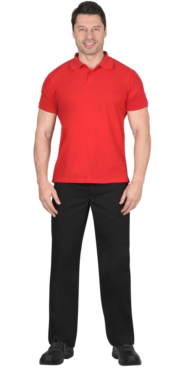 Рубашка-поло красная короткие рукава с манжетом, пл.180 г/м2 - фото 1 - id-p198359872