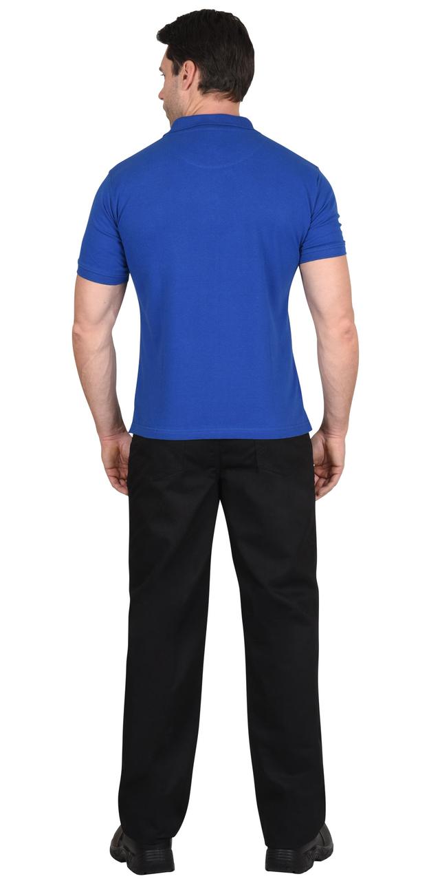 Рубашка-поло васильковая короткие рукава с манжетом, пл.180 г/м2 - фото 3 - id-p198359880