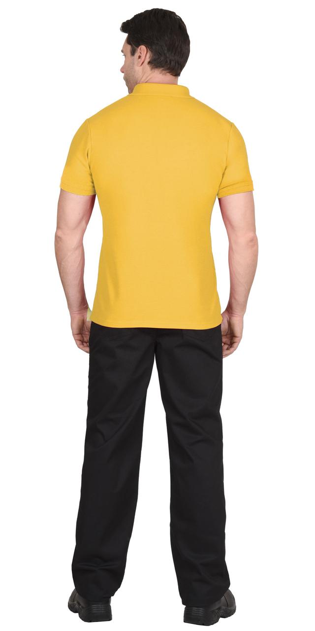 Рубашка-поло желтая короткие рукава с манжетом, пл.180 г/м2 - фото 3 - id-p198359882