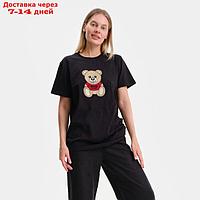 Футболка женская MOSCHINO (мишка в красной футболке), цвет черный, р-р M