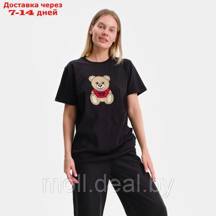 Футболка женская MOSCHINO (мишка в красной футболке), цвет черный, р-р M - фото 1 - id-p198323707