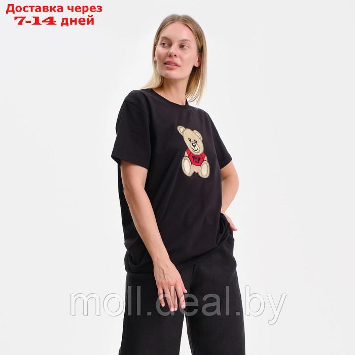 Футболка женская MOSCHINO (мишка в красной футболке), цвет черный, р-р M - фото 2 - id-p198323707