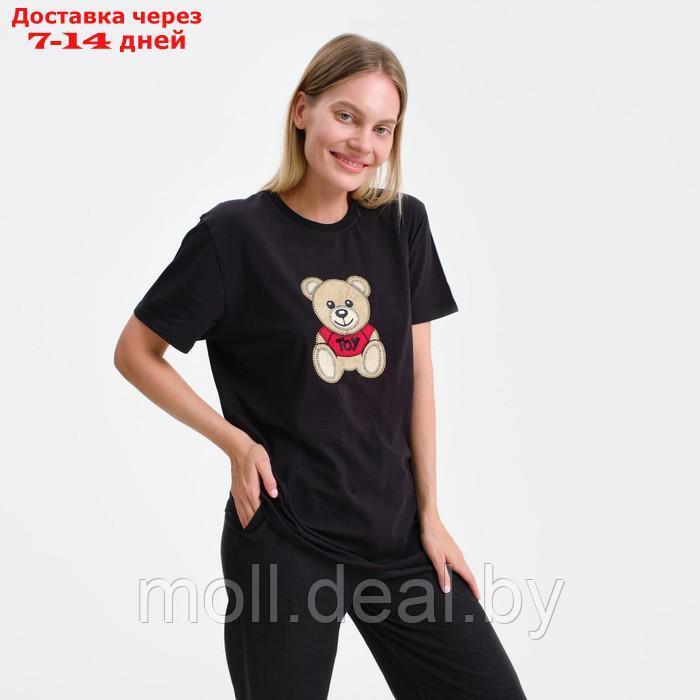 Футболка женская MOSCHINO (мишка в красной футболке), цвет черный, р-р M - фото 3 - id-p198323707