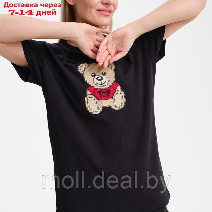 Футболка женская MOSCHINO (мишка в красной футболке), цвет черный, р-р M - фото 5 - id-p198323707