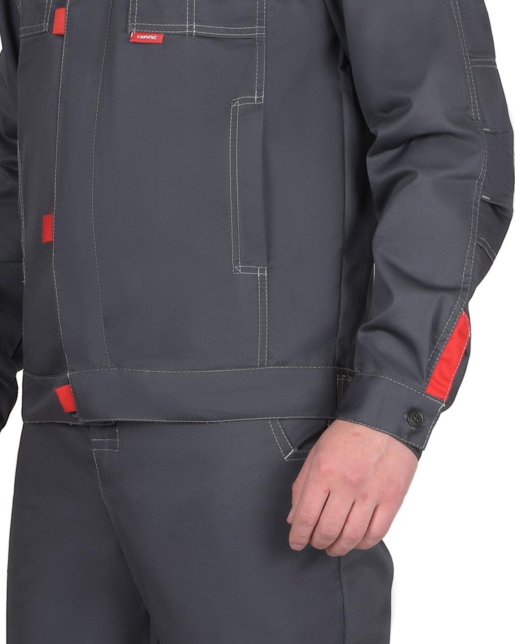 Костюм "СИРИУС-ФАВОРИТ-РОСС" куртка, брюки темно-серый со светло-серым и красным - фото 8 - id-p198359935