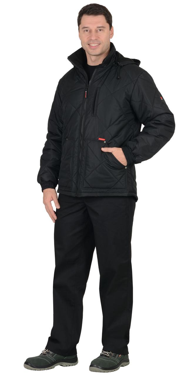 Куртка "СИРИУС-ПРАГА-Люкс" удлиненная с капюшоном, черный