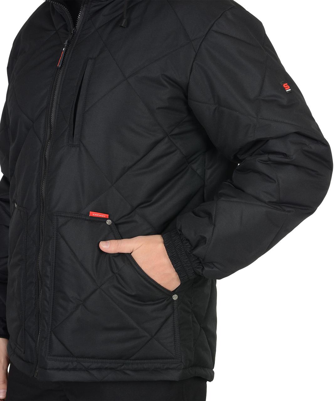 Куртка СИРИУС-ПРАГА-Люкс удлиненная с капюшоном, черный - фото 4 - id-p198357887