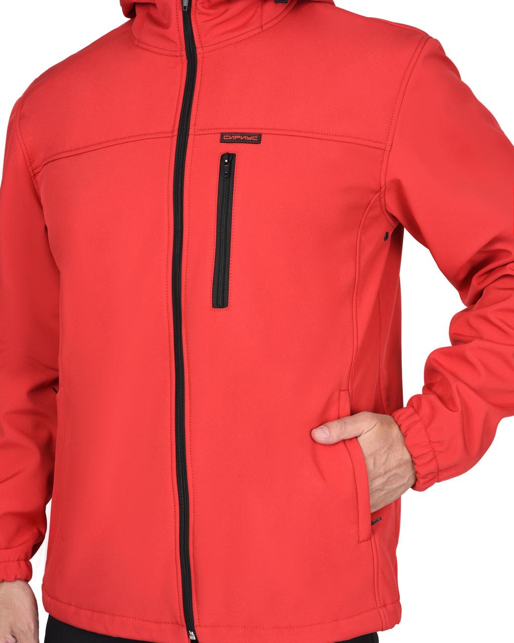 Куртка СИРИУС-АЗОВ с капюшоном красная софтшелл пл 350 г/кв.м - фото 5 - id-p198357912