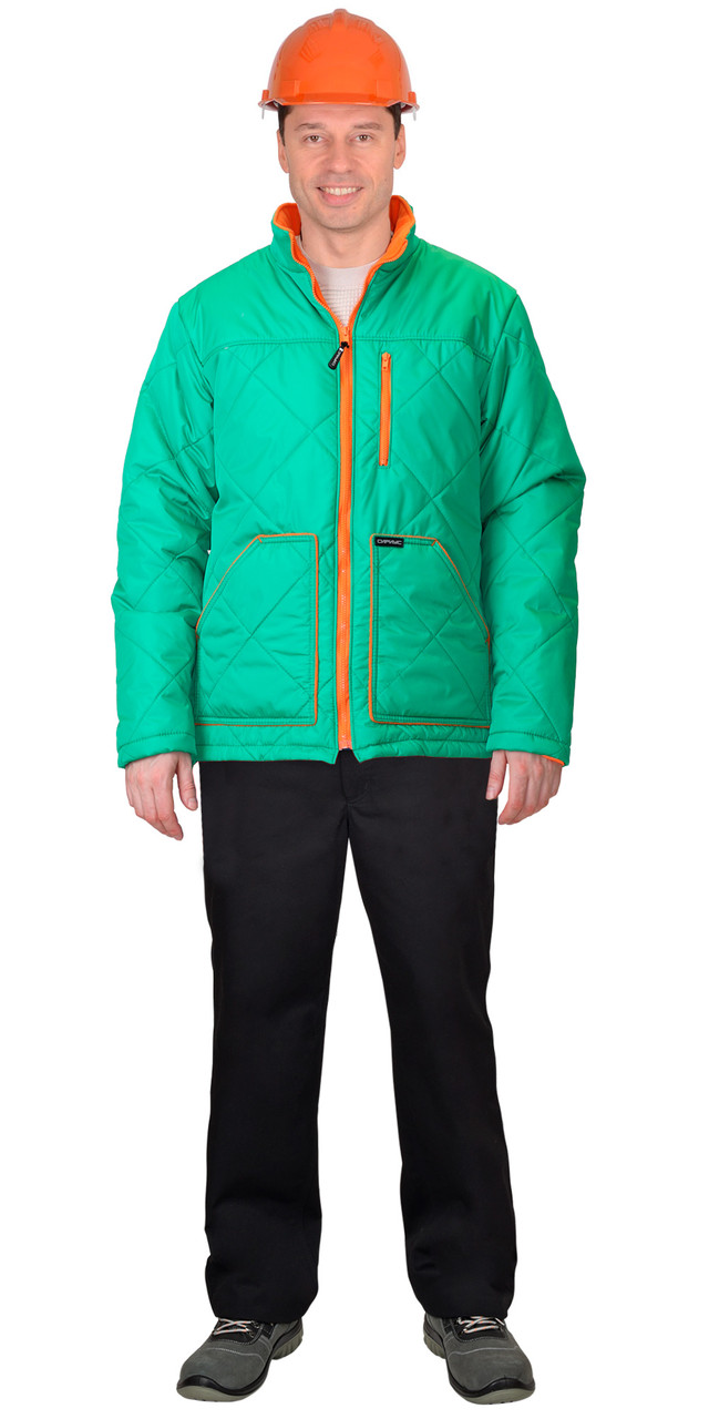 Куртка СИРИУС-ПРАГА-Люкс зеленое яблоко (подкладка оранжевый флис) - фото 1 - id-p198357930