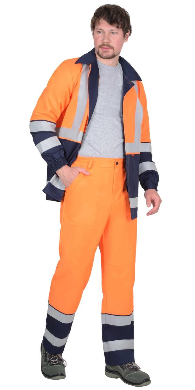 Костюм СИРИУС-ТЕРМИНАЛ-3-РОСС куртка, брюки оранжевая с темно-синим - фото 1 - id-p198360022