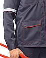 Костюм "СИРИУС-МЕХАНИК" куртка, брюки серый с красным и СОП, фото 3