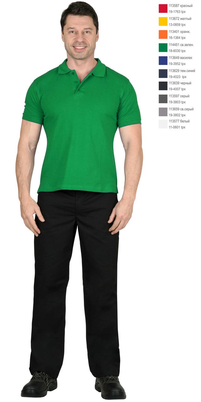 Рубашка-поло св.зеленая короткие рукава с манжетом, пл.180 г/м2 - фото 2 - id-p198360136