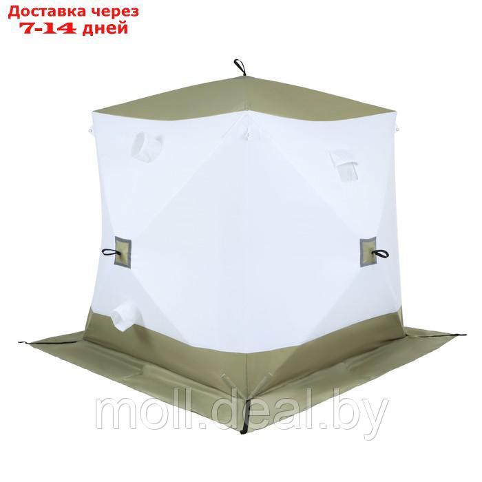 Палатка зимняя куб СЛЕДОПЫТ Premium, 1,8х1,8 м, 3-х местная, 3 слоя, цвет белый/олива - фото 4 - id-p198323915