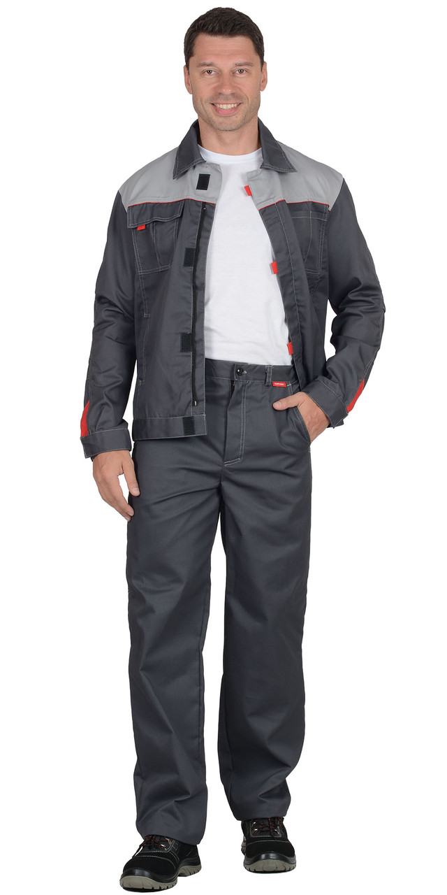 Костюм СИРИУС-ФАВОРИТ куртка, брюки т.серый со св.серым - фото 1 - id-p198359117
