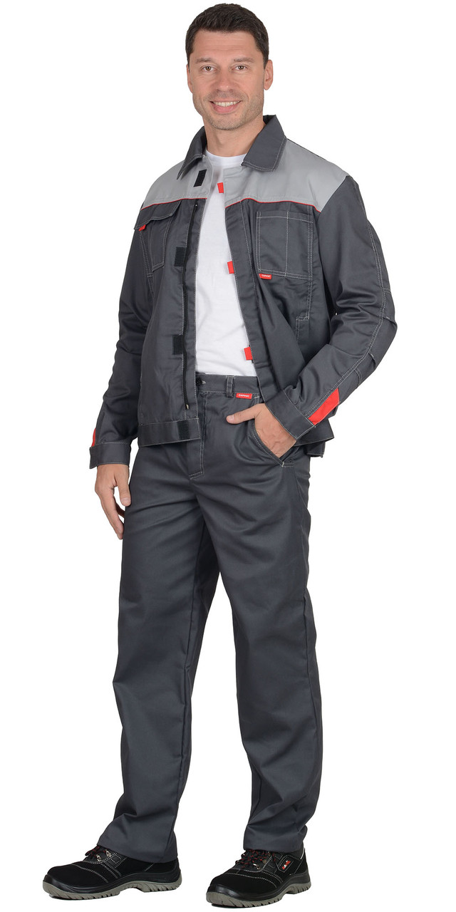 Костюм СИРИУС-ФАВОРИТ куртка, брюки т.серый со св.серым - фото 3 - id-p198359117