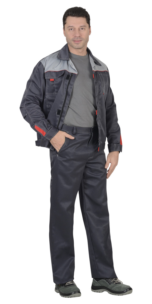 Костюм СИРИУС-ФАВОРИТ куртка, брюки т.серый со св.серым - фото 1 - id-p198359121