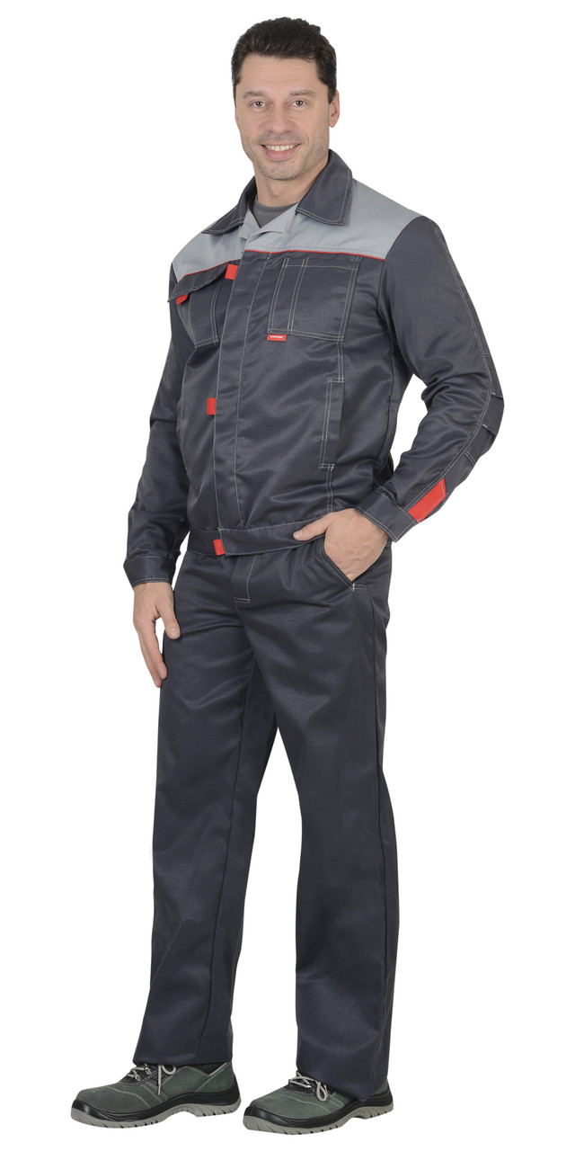 Костюм СИРИУС-ФАВОРИТ куртка, брюки т.серый со св.серым - фото 3 - id-p198359121
