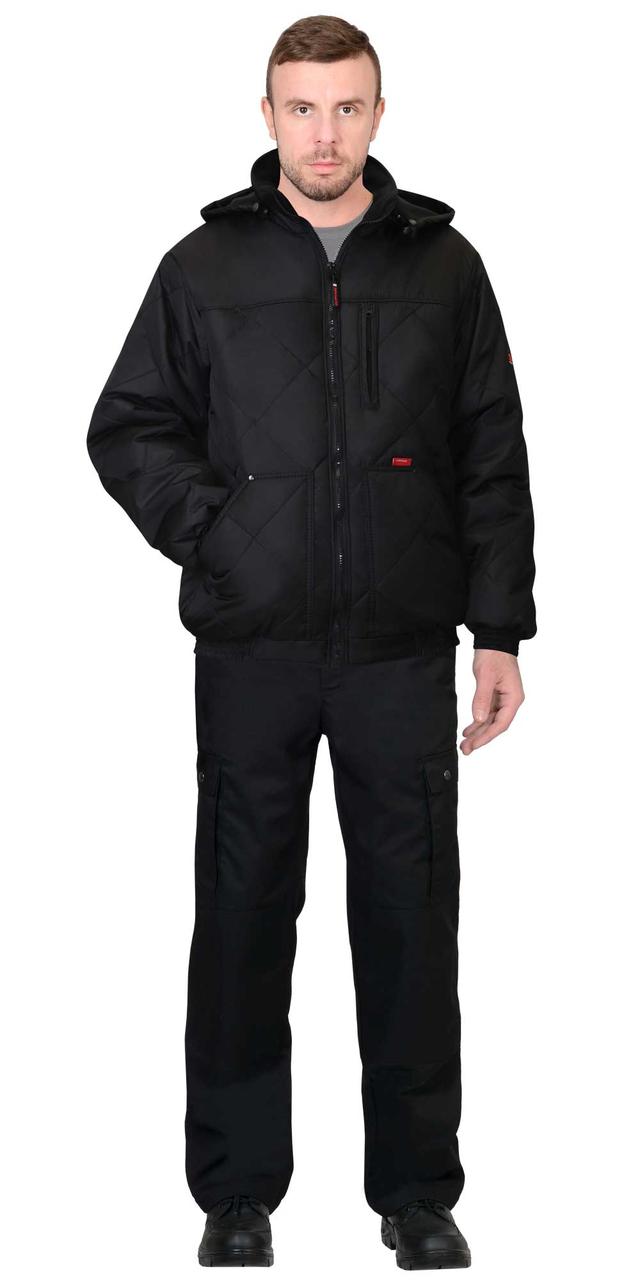 Куртка СИРИУС-ПРАГА-ЛЮКС короткая с капюшоном, черная