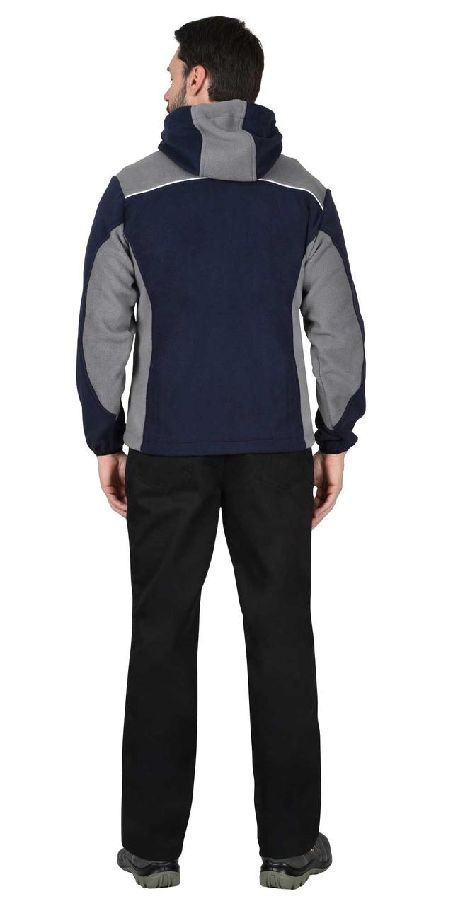 Куртка флисовая СИРИУС-ТЕХНО с капюшоном т.синияя с серым - фото 2 - id-p198360216