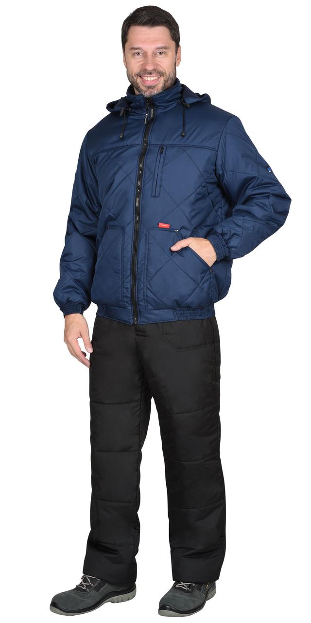 Куртка СИРИУС-ПРАГА-ЛЮКС короткая с капюшоном, темно-синяя - фото 1 - id-p198359205