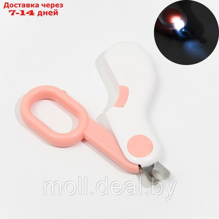 Когтерез - ножницы для животных с LED фонарём, розовый