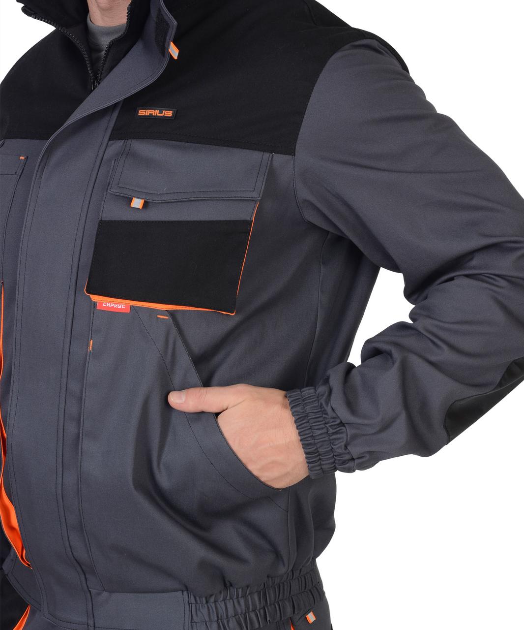 Куртка СИРИУС-МАНХЕТТЕН т.серый с оранж. и черным тк. стрейч пл. 250 г/кв.м - фото 4 - id-p198358152