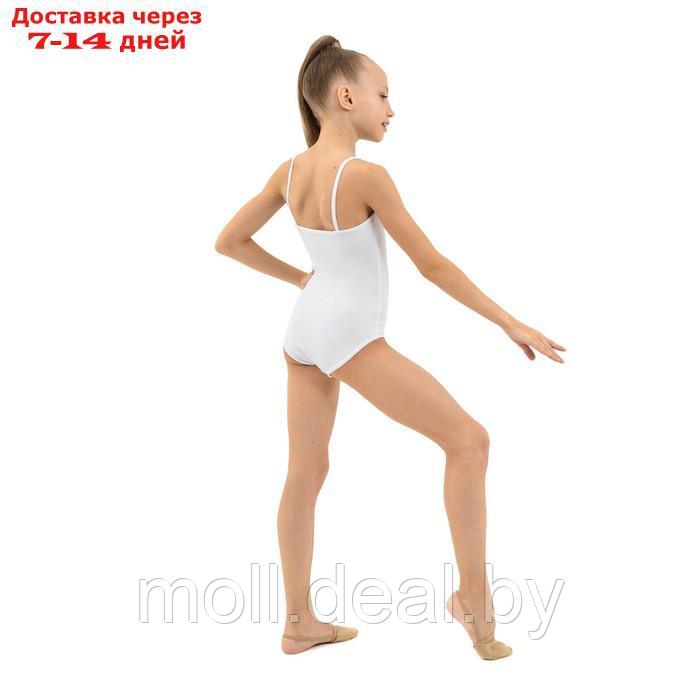 Купальник гимнастический на тонких бретелях, х/б, цвет белый, размер 28 - фото 6 - id-p198321383